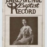 Lake Avenue Baptist Record Newsletter cover with picture of Mrs. H. B. Montgomery